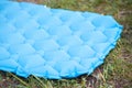inflatable mat for comfortable and warm sleep in a tent camping in nature. Reliable reflection of cold and protection from Royalty Free Stock Photo