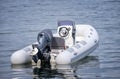 Inflatable Motor Boat Floating At Sea Royalty Free Stock Photo