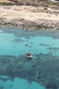 Inflatable motor boat in formentera, spain