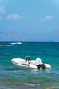 Inflatable motor boat on sea. Royalty Free Stock Photo