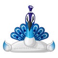 Inflatable peacock swim ring float - front view cartoon style Royalty Free Stock Photo