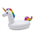 Colorful unicorn inflatable pool float with rainbow mane and tail isolated on transparent background Royalty Free Stock Photo