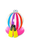 Inflatable ring and beach accessories Royalty Free Stock Photo