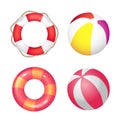 Inflatable Ring and Beach Ball Set Vector Banner Royalty Free Stock Photo