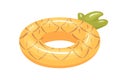 Inflatable rubber ring in shape of fruit. Childish summer glossy toy for swimming in water, pool and sea. Pineapple life Royalty Free Stock Photo