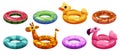 Inflatable rubber rings for swim in pool or sea Royalty Free Stock Photo