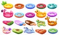 Inflatable rubber swim pool ring cartoon vector