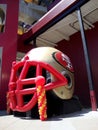 Inflatable San Francisco 49ers Football Helmet at Fan Day Royalty Free Stock Photo