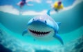 Inflatable shark attack underwater in pool, generative AI illustration