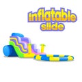 Inflatable slide for children with a small pool.