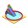 Inflatable slide in pool isometric 3D element
