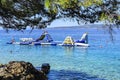 Inflatable slide on the sea. Brela, Croatia.