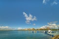 Inflatable slide for water sports, jet ski and motor boating in the Hamakawa fishing port in the vicinity of the American Village