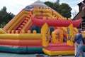 Inflatable slides at an amusement park