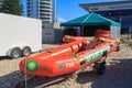 Surf rescue boats on the beach, Mount Maunganui, NZ