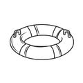 Inflatable swimming ring black outline vector