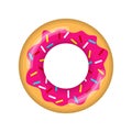 Inflatable swimming ring looking like donut isolated on white background, Rubber float pool lifesaver ring, buoy