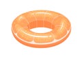 Inflatable swimming rubber ring of round shape. Summer orange toy for pool and beach. Glossy life saver for kids