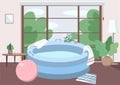 Inflatable tub at home flat color vector illustration