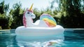 Inflatable Unicorn Floatie in Pool Royalty Free Stock Photo