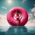 Inflatable vacation summer donut holiday