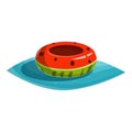Inflatable watermelon ring floating on water surface Royalty Free Stock Photo