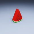 Inflatable watermelon slice isolated on blue background, top view. 3D rendering with clipping path