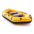 Inflatable yellow dinghy isolated on white created with Generative AI. Paddle boat. Royalty Free Stock Photo