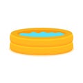 Inflate backyard pool baby plastic flat vector. Portable rubber pool cartoon