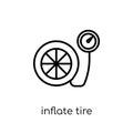 inflate tire icon. Trendy modern flat linear vector inflate tire