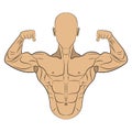 Inflated body muscle man drawing illustration