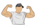 Inflated body muscle man vector drawing illustration