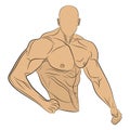 Inflated body muscle man vector drawing illustration