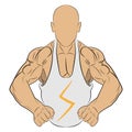 Inflated body muscle man vector drawing illustration