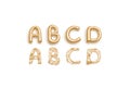 Inflated, deflated gold A B C D letters, balloon font Royalty Free Stock Photo