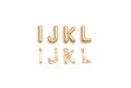 Inflated, deflated gold I J K L letters, balloon font Royalty Free Stock Photo