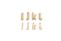 Inflated, deflated gold i j k l letters, balloon font Royalty Free Stock Photo