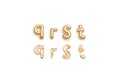 Inflated, deflated gold q r s t letters, balloon font Royalty Free Stock Photo