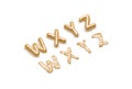 Inflated, deflated gold W X Y Z letters, balloon font Royalty Free Stock Photo