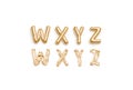 Inflated, deflated gold W X Y Z letters, balloon font