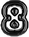 Inflated glossy black mathematics 8 symbol illustration.