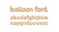 Inflated gold balloon font with lowercase alphabet, top view