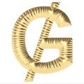 inflated golden shiny Paraguayan Guarani currency symbol