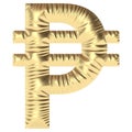 inflated golden shiny Philippine Peso currency symbol