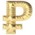 inflated golden shiny Russian RUBLE currency symbol