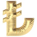 inflated golden shiny turkish Lira currency symbol