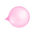 Inflated pink bubble gum. Realistic strawberry or cherry chewing bubblegum isolated on white background. Vector cartoon