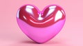 Inflated pink glossy heart shape balloon background. Valentine's, Mother's Day concept. Look like 3d. Cute Royalty Free Stock Photo