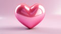 Inflated pink glossy heart shape balloon background. Valentine's, Mother's Day concept. Look like 3d. Cute Royalty Free Stock Photo