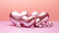 Inflated pink glossy heart shape balloon background. Valentine's, Mother's Day concept. Look like 3d. Cute Royalty Free Stock Photo